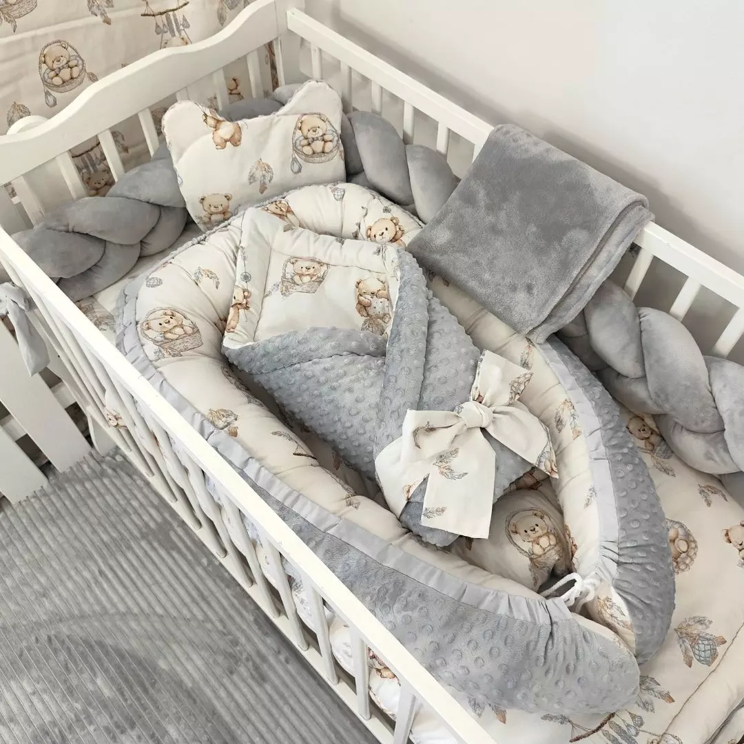 Zestaw pościeli niemowlęcej 7w1 Mu&Mu Misie Boho Beż kompozycja